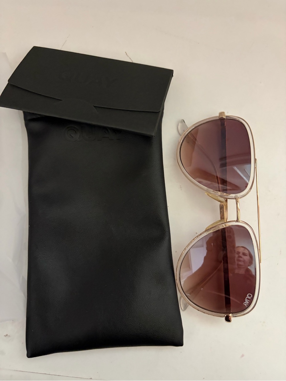 Quay Australia aviator sunglasses all in mini clear pink